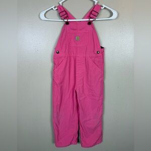 Carhartt Overalls Girls Size 4T Pink Flannel Lined Adjustable Straps
